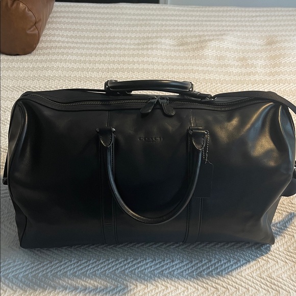 Coach Classic Black Leather Duffel Bag - Picture 1 of 14